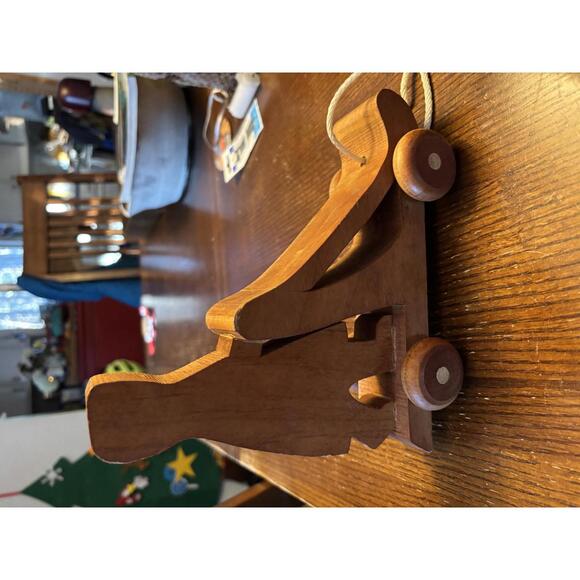 Vintage Wood Dog Sledding Pull Toy Alaska Toy Mill Natural Wood Heirloom Toy - Picture 2 of 4